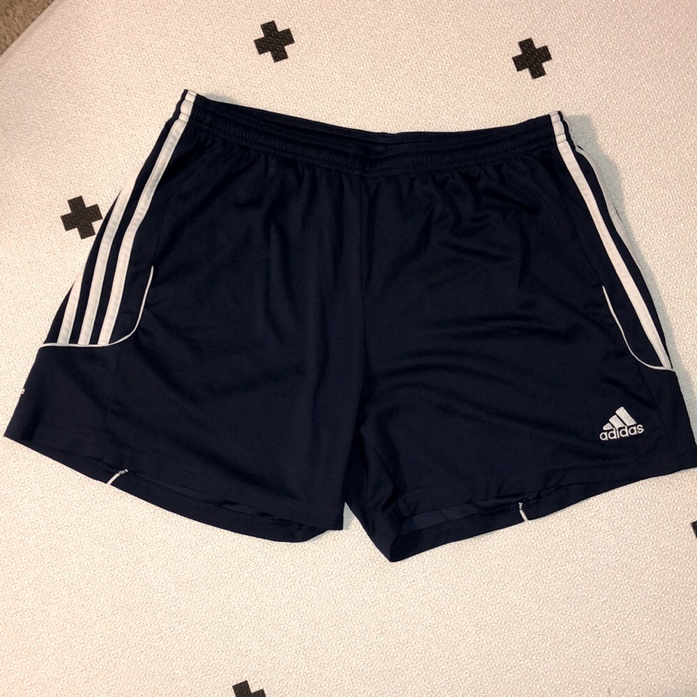 Used size Large women’s dark blue Adidas Climate shorts.